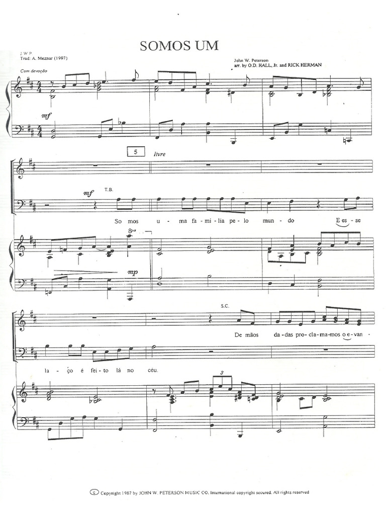 Somos Um - Partitura | PDF
