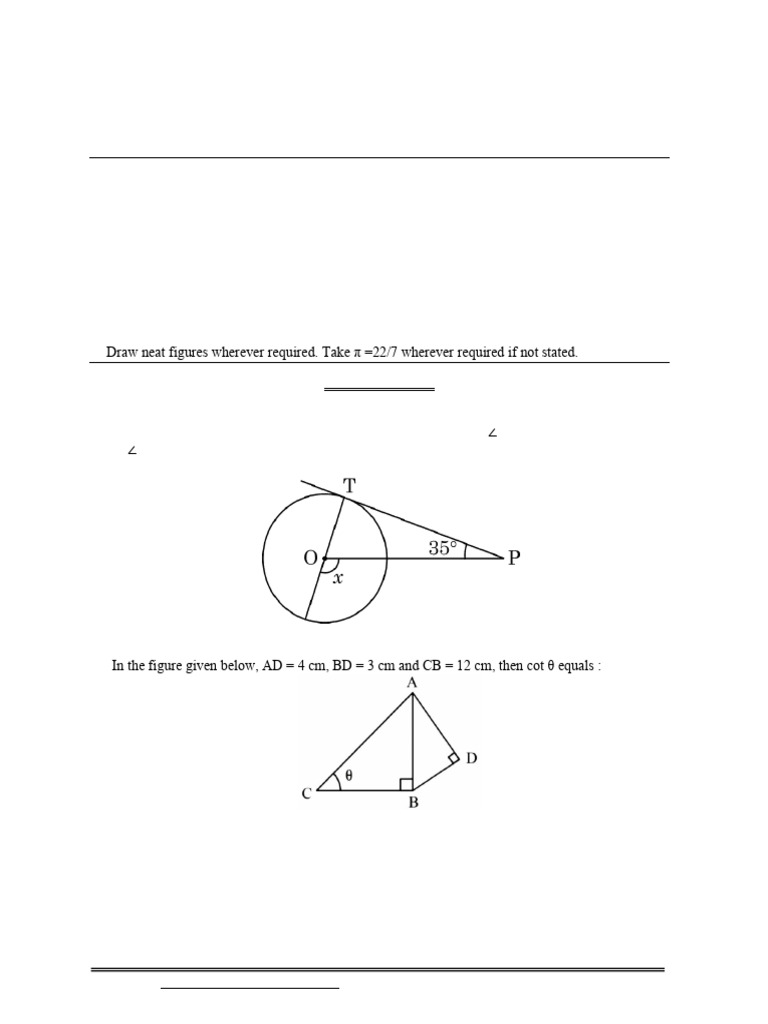 Maths Class X Sample Paper Test 19 For Board Exam 2026 Answers | PDF ...