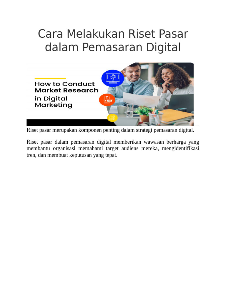 Cara Melakukan Riset Pasar Dalam Pemasaran Digital | PDF