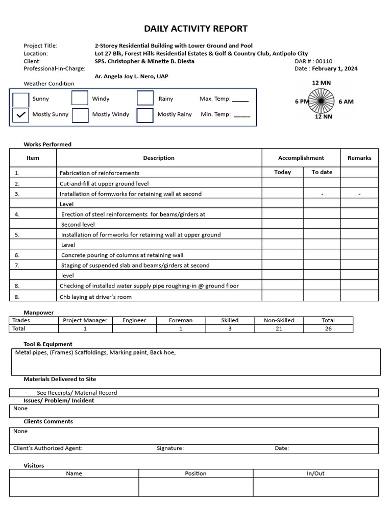 February - Daily Activity Report-Diesta Proj. | PDF | Beam (Structure ...