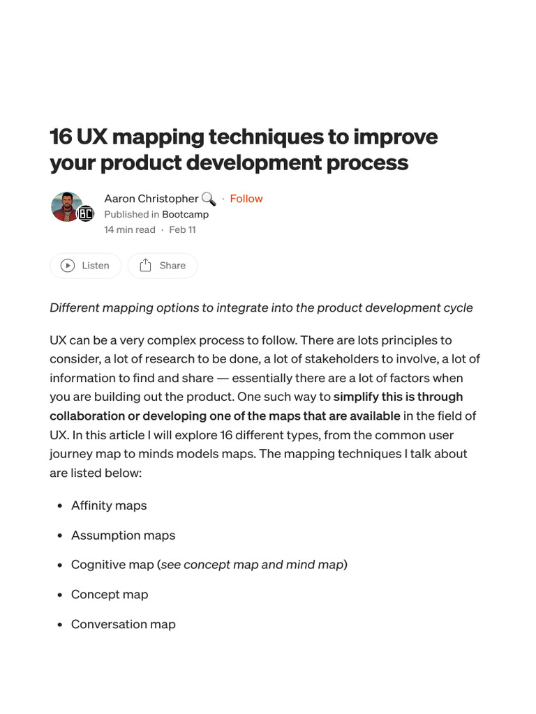 16 UX Mapping Techniques To Improve Your Product Development Process ...