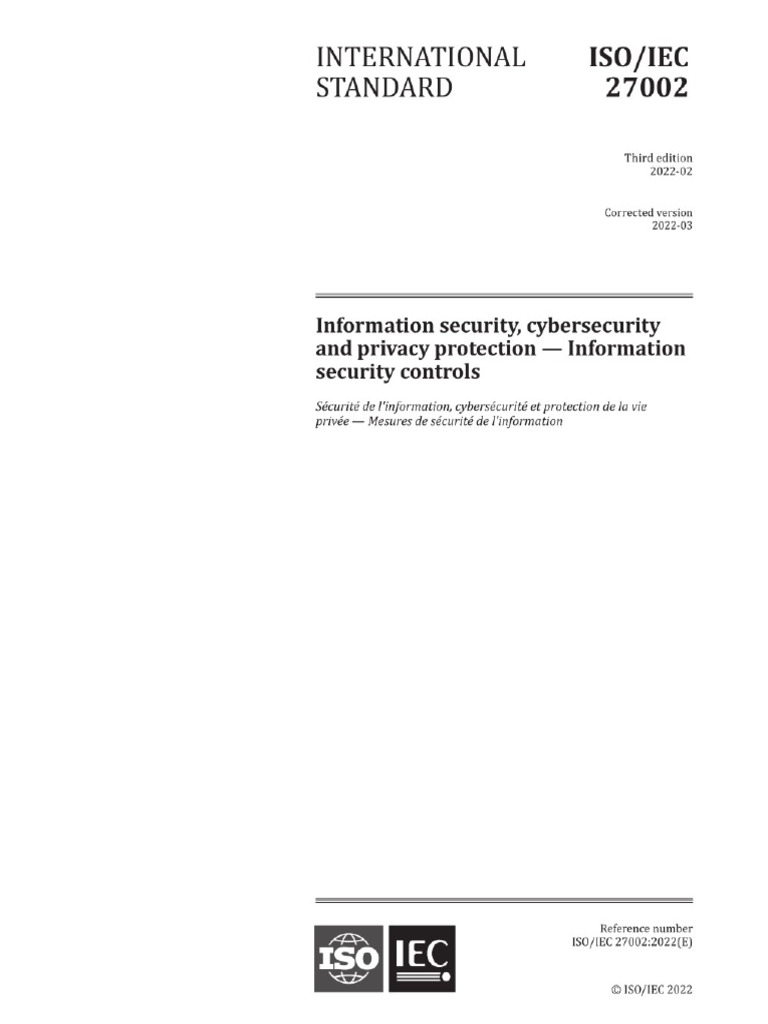 Isoiec 27002 - 2022 | PDF