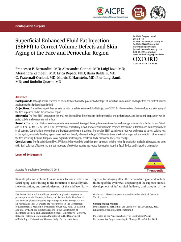 Superficial Enhanced Fluid Fat Injection | PDF