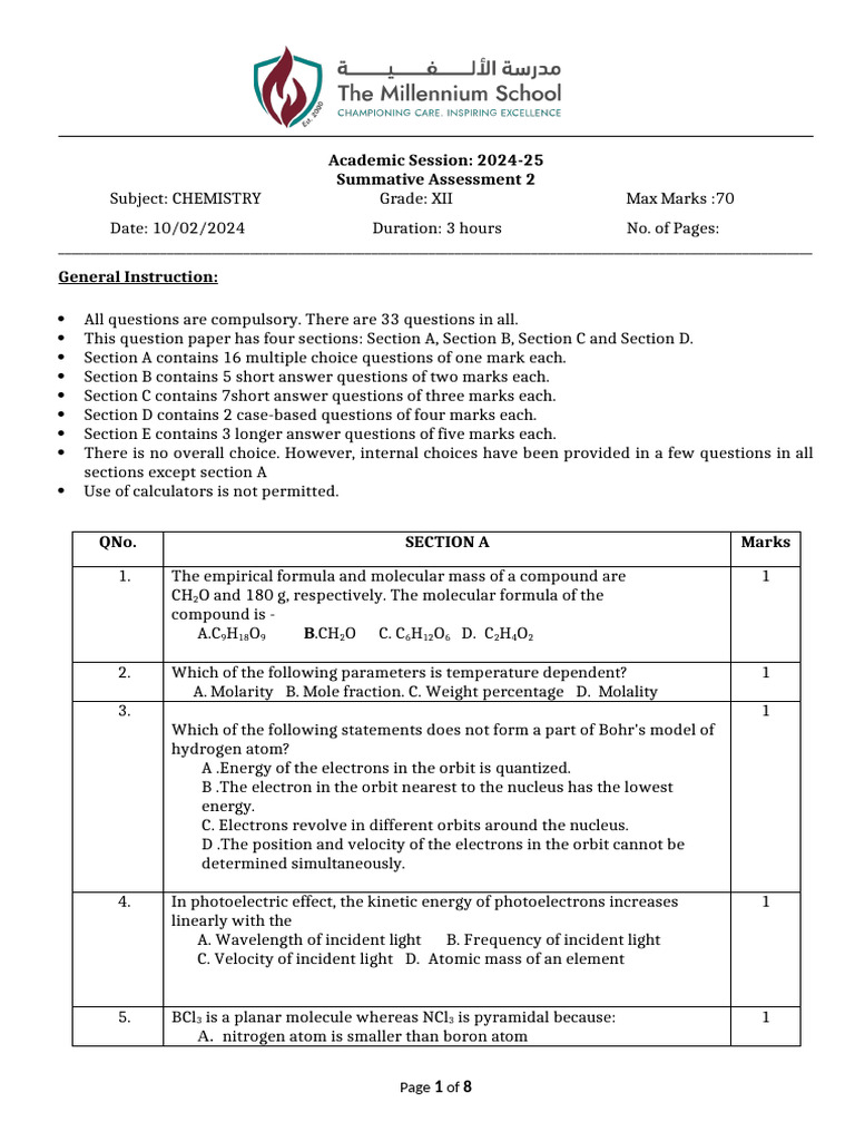 Grade 11 Chemistry Final 2025 | PDF | Ion | Chemical Reactions