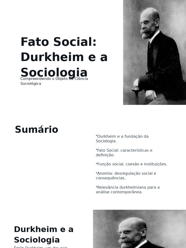 Fato Social Durkheim e A Sociologia | PDF | Émile Durkheim | Sociologia
