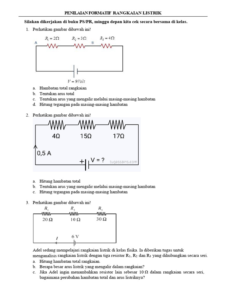 Tugas Rangkaian Listrik Kelas 9 | PDF