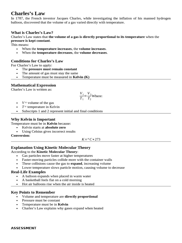 Charles Law | PDF | Temperature | Gases