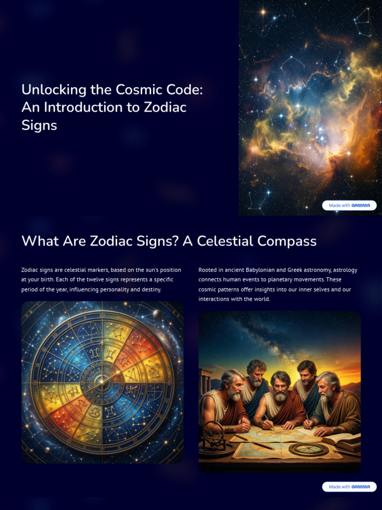 Unlocking The Cosmic Code An Introduction To Zodiac Signs | PDF
