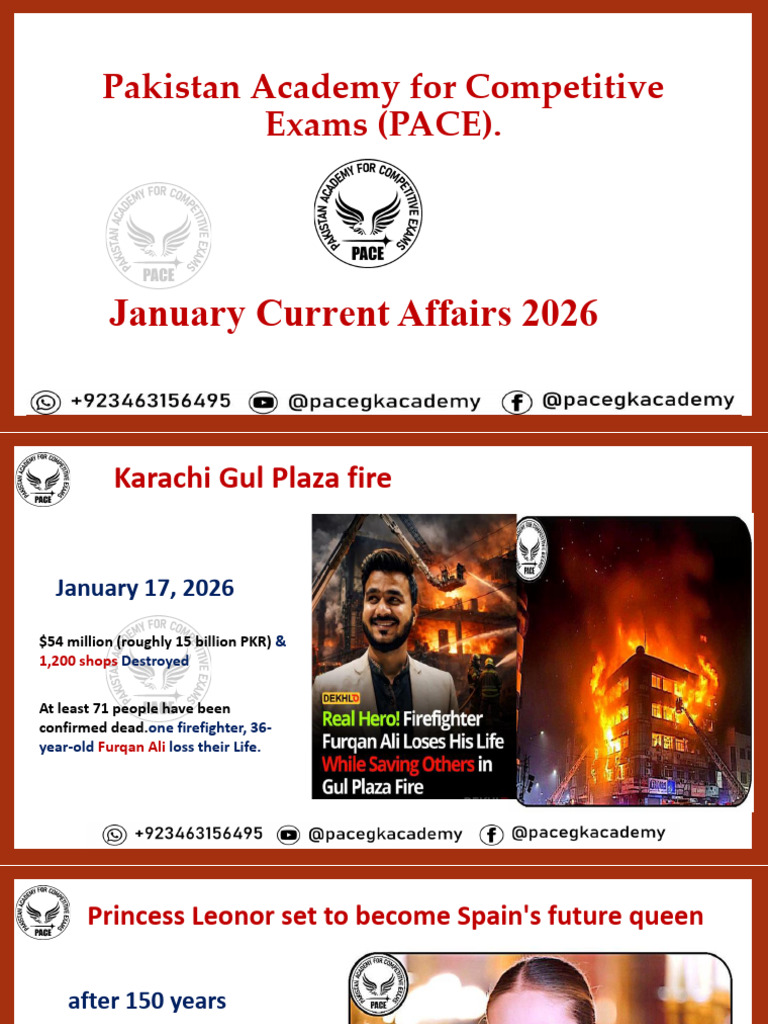 January Current Affairs 2026 (PACE GK ACADEMY) | PDF | World Economic ...