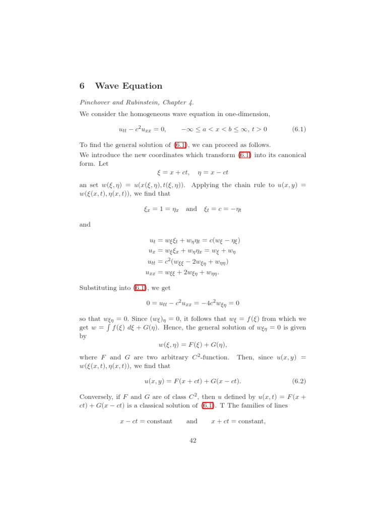 The General Solution to the One-Dimensional Homogeneous Wave Equation ...