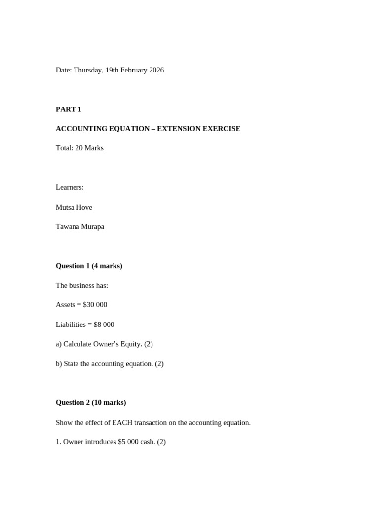 Accounting Equations Work | PDF