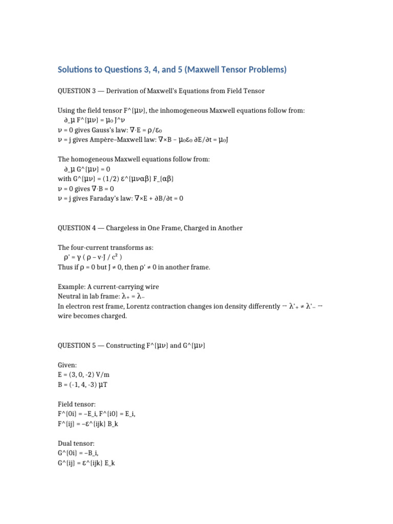 Maxwell Tensor Solutions | PDF