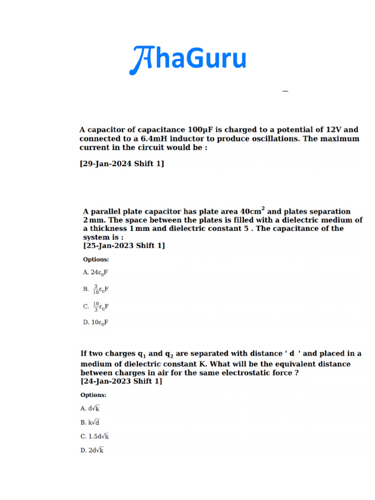 JEE Practice Problems Day - 27 | PDF