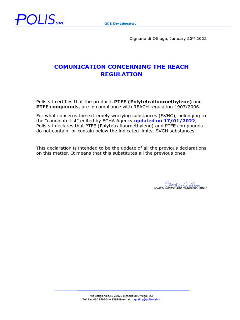REACH Declaration | PDF