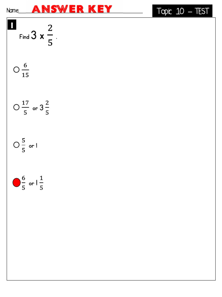 Envision Grade 4 Topic 10 Test - Answer | PDF