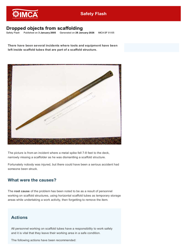 Dropped Objects From Scaffolding | PDF | Safety