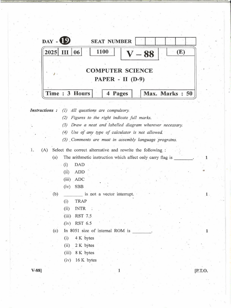 Computer Science Paper - II (D-9) | PDF