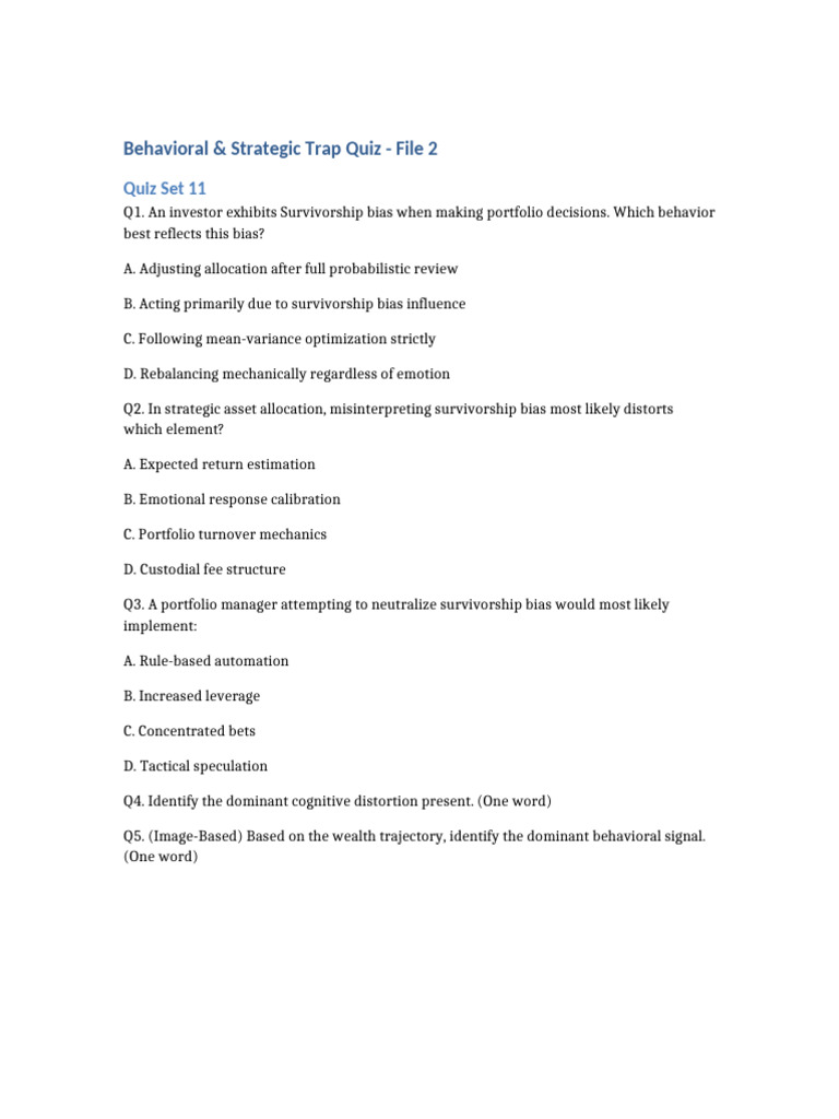 Behavioral Strategic Trap Quiz File 2 | PDF | Modern Portfolio Theory ...