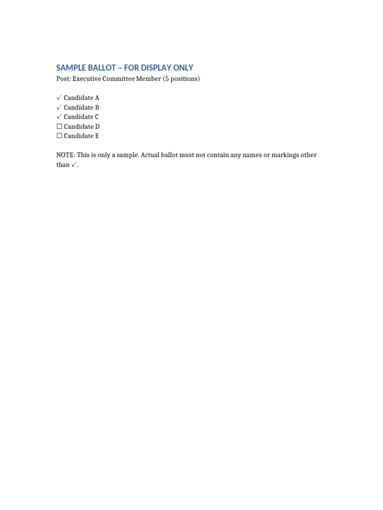 Sample Filled Ballot Display | PDF