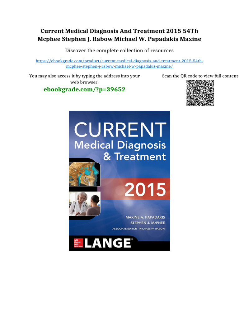 CURRENT Medical Diagnosis and Treatment 2015 54th McPhee Stephen J ...
