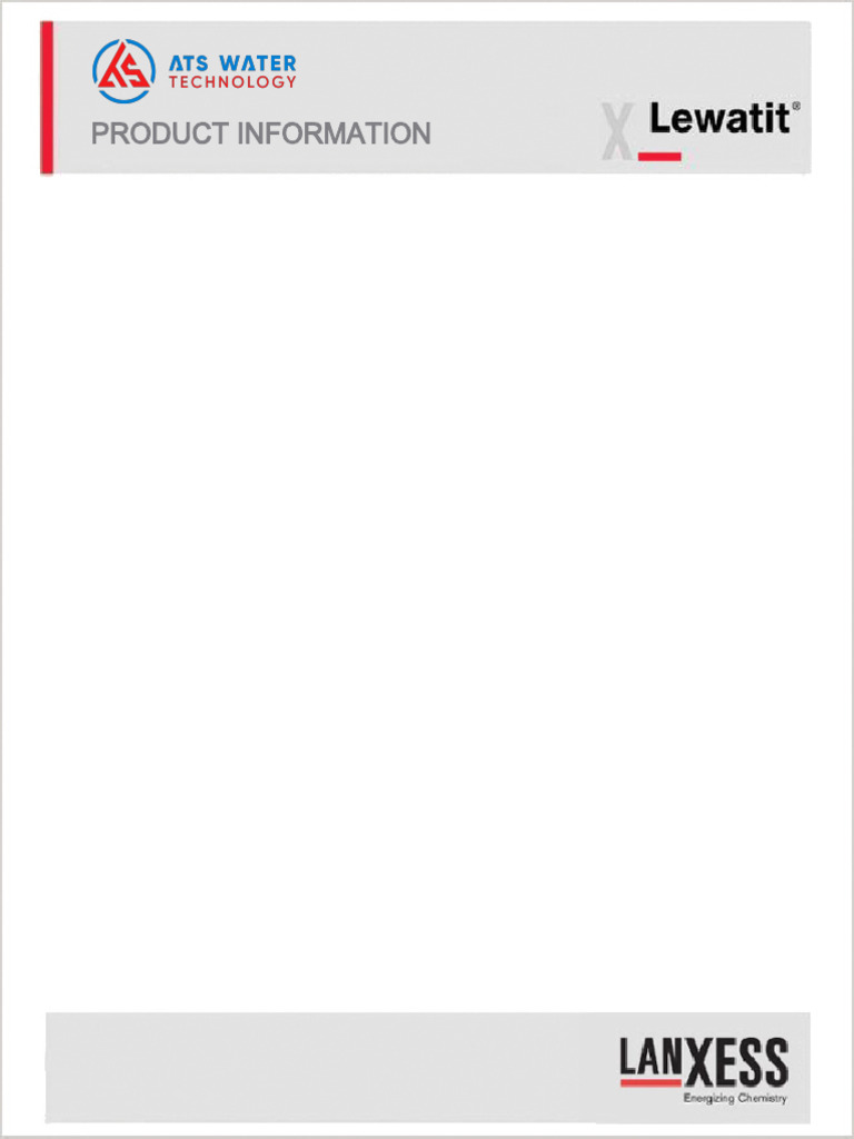 Lewatit TP 108 DW - Datasheet Spec | PDF | Water | Ion Exchange