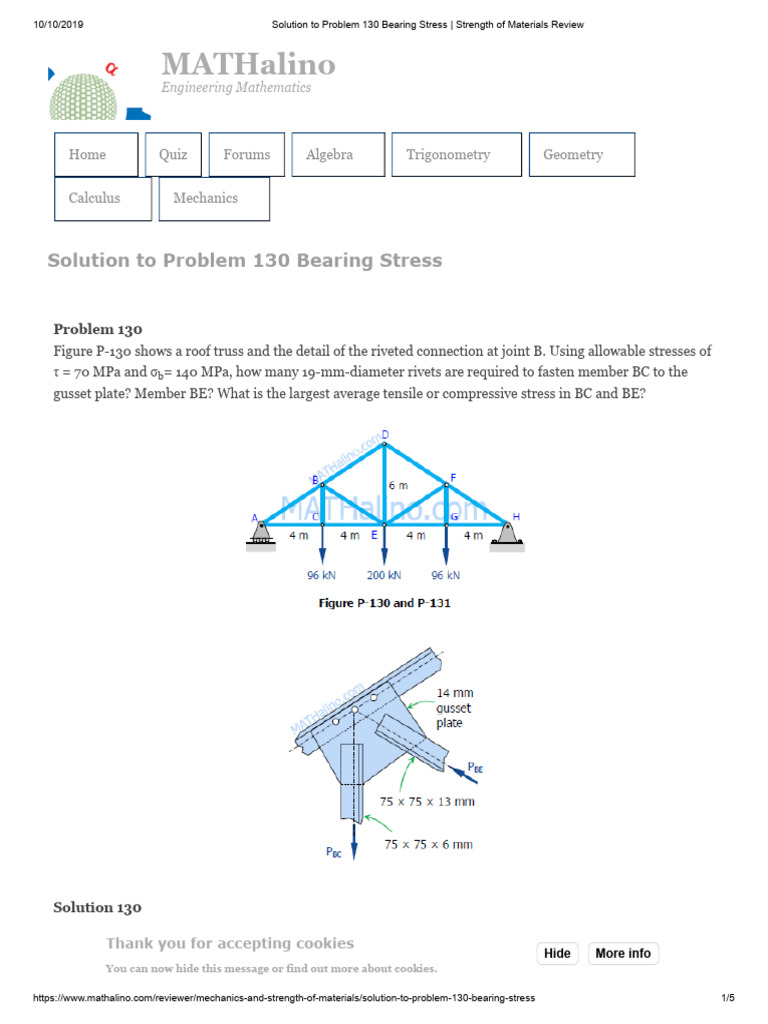 Bearing Stress Sample Problem 6 | PDF | Stress (Mechanics) | Rivet