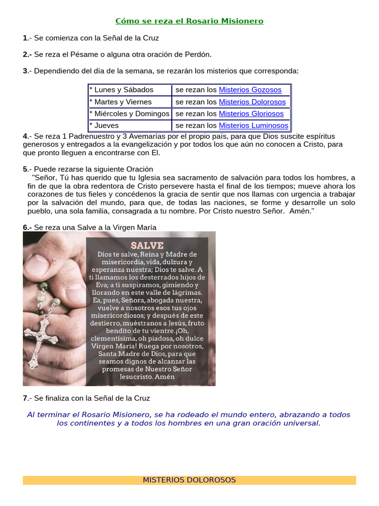 Cómo Se Reza El Rosario Misionero | PDF | Rosario | Oración