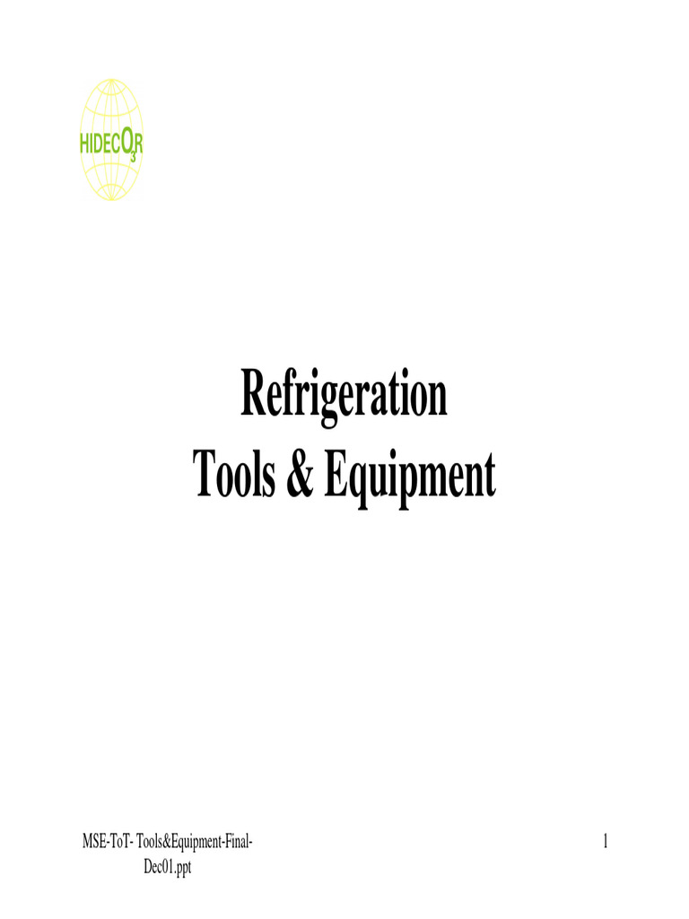 Refrigeration Hvac Tools | PDF | Mechanical Engineering | Equipment
