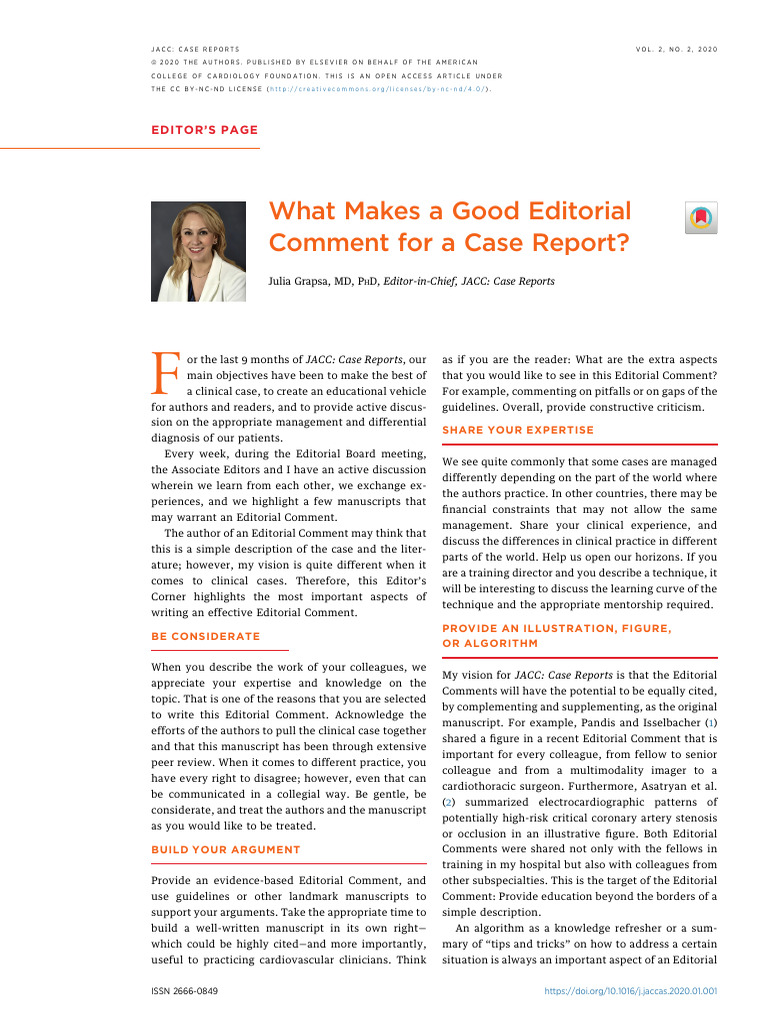 What Makes A Good Editorial Comment For A Case Rep | PDF