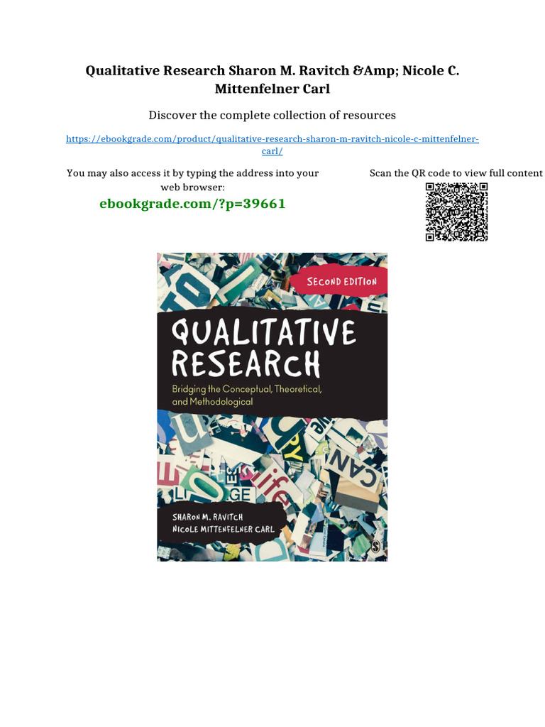 Qualitative Research Sharon M. Ravitch & Nicole C. Mittenfelner Carl ...