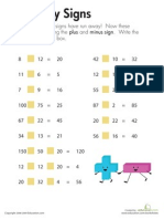 Missing Plus and Minus Signs Worksheet