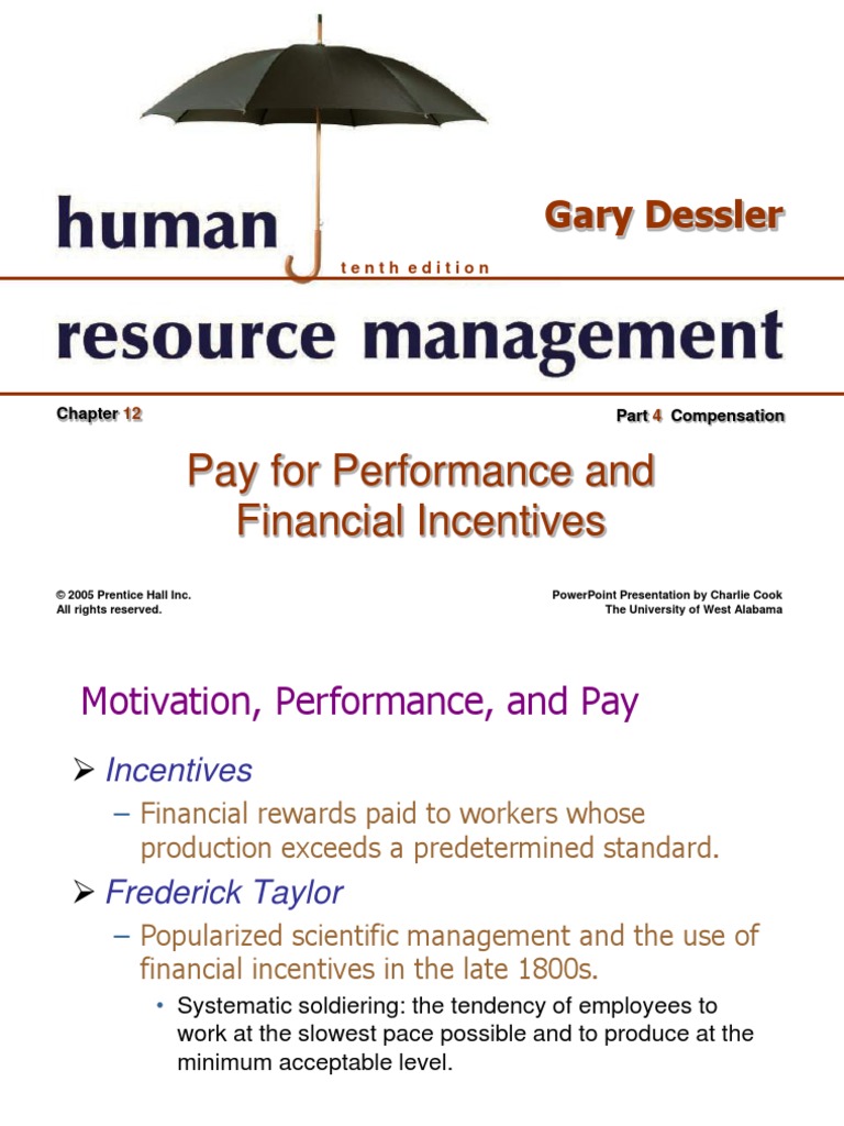 Pay For Performance and Financial Incentives: Gary Dessler | PDF ...