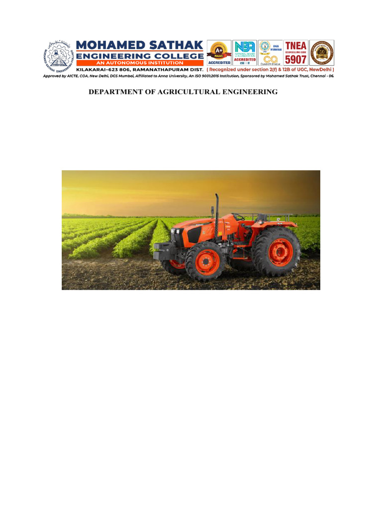 Ai3411 Tractor Farm Engines Laboratory | PDF | Internal Combustion ...