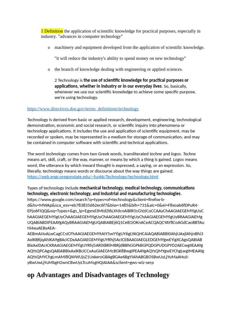 1 Definition The Application of Scientific Knowledge For Practical ...