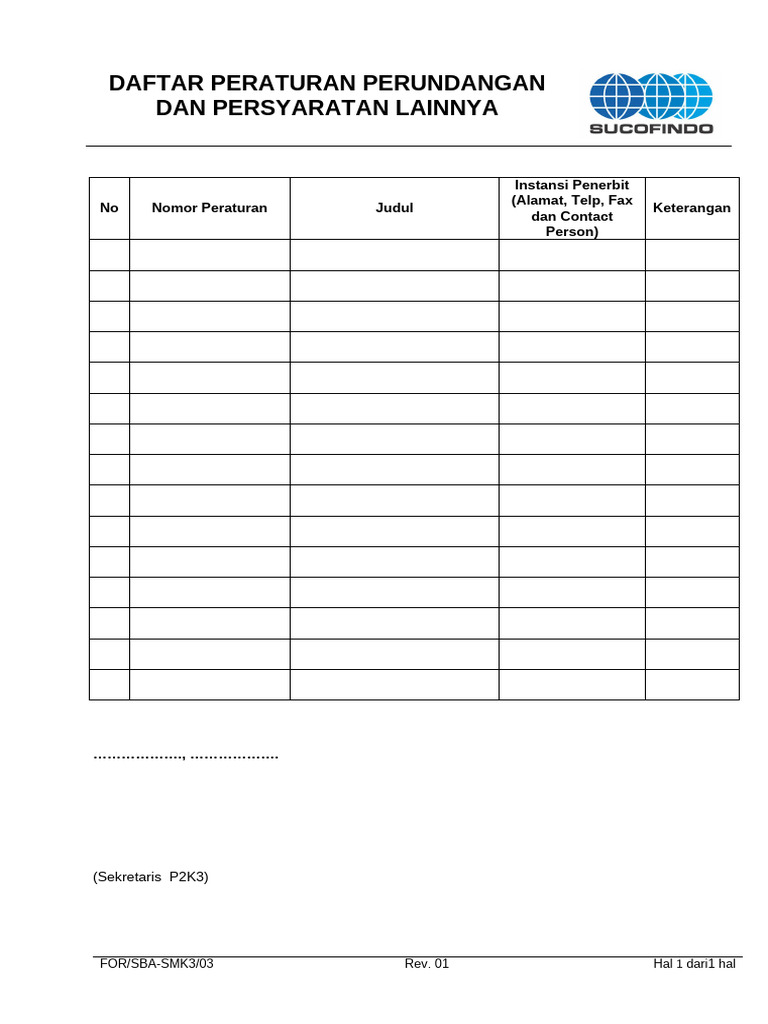 Form 003 - 004 Peraturan Perundangan Cab Sba | PDF
