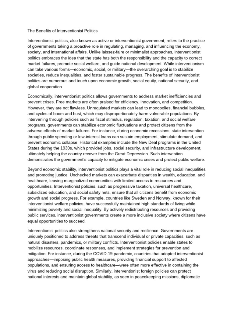 Interventionist Politics | PDF | Sustainability | Policy