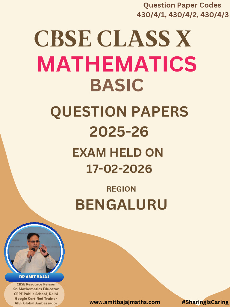 Cbse X Maths (Basic) QP 430-4-1, 430-4-2, 430-4-3 (2025-26) | PDF