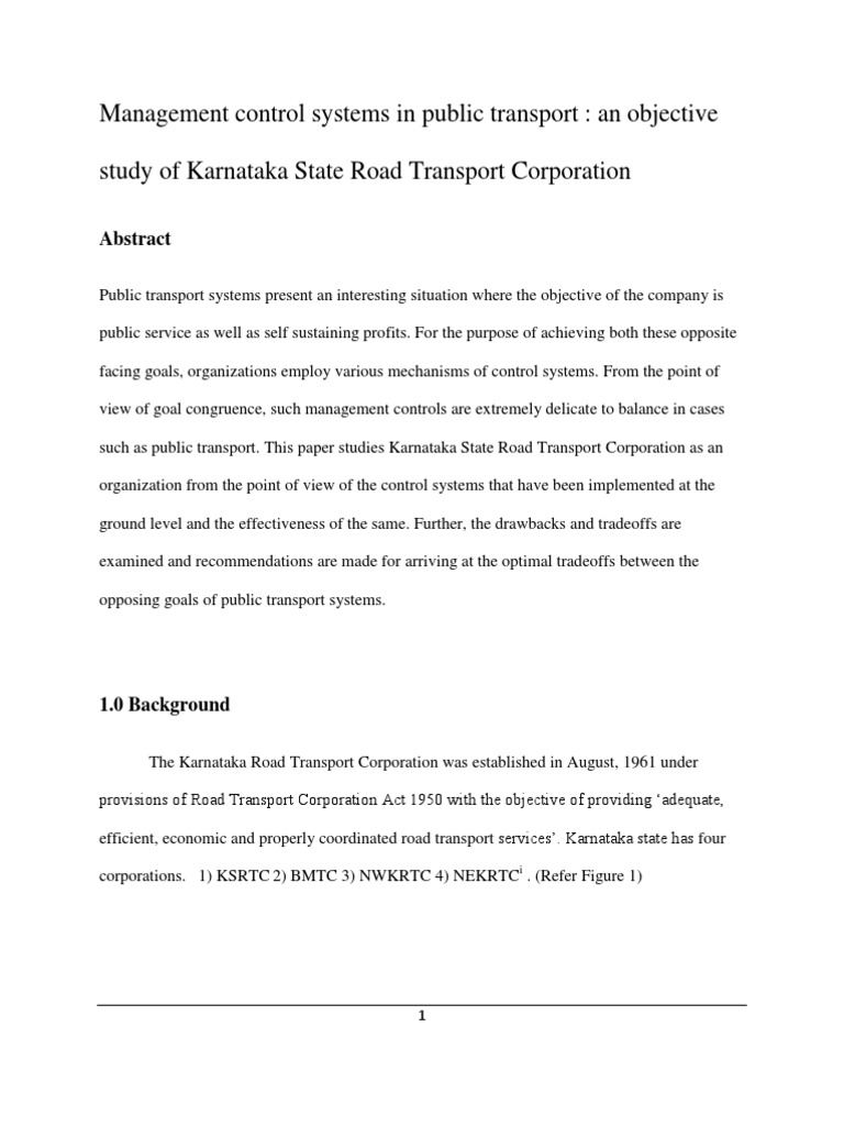 Management Control Systems in KSRTC | PDF | Incentive | Goal