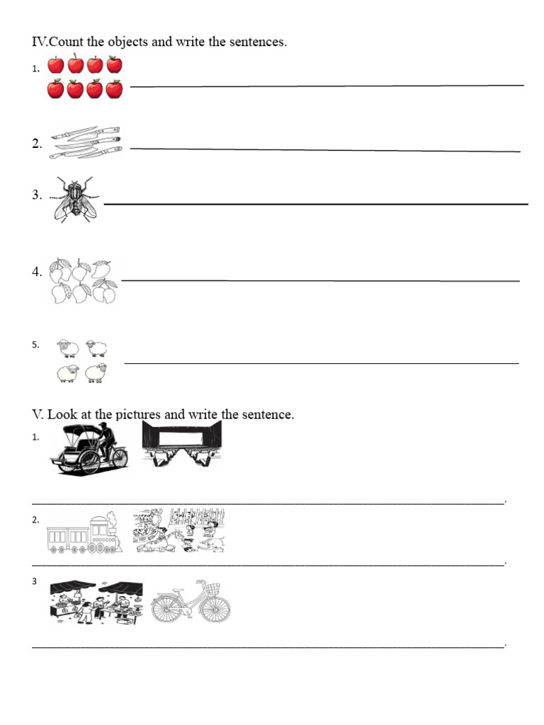 IV - Count The Objects and Write The Sentences. | PDF