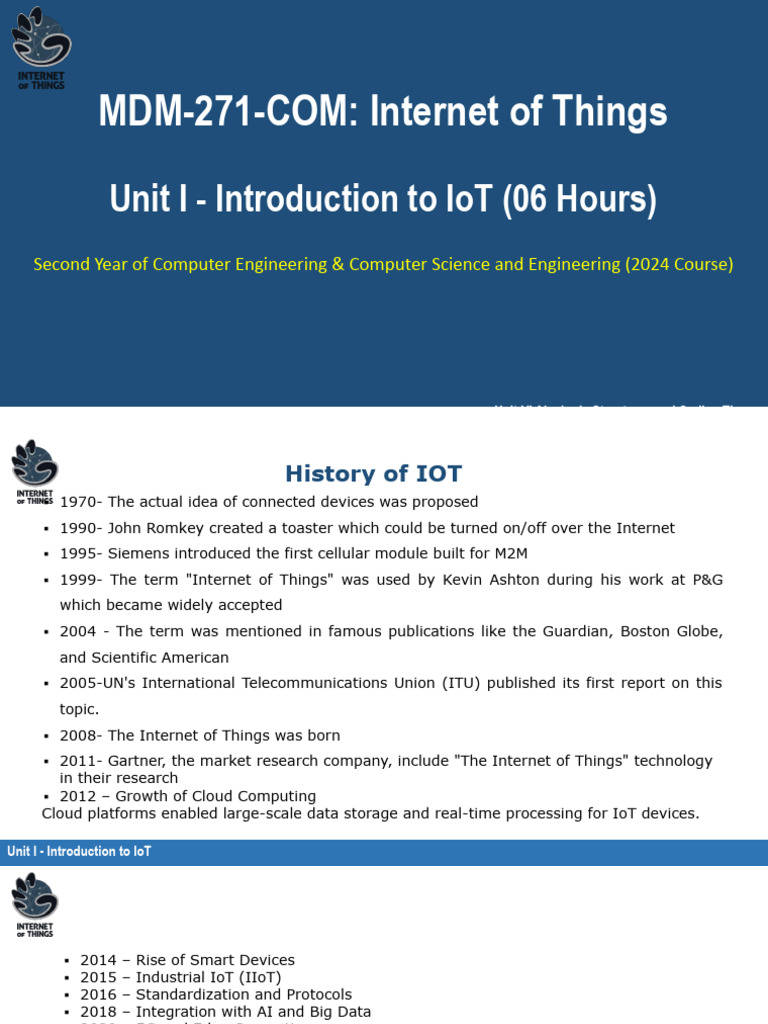 IOT Unit-I Introduction To IOT | PDF | Internet Of Things | Cloud Computing