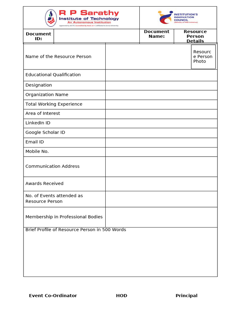 Resource Person Format | PDF
