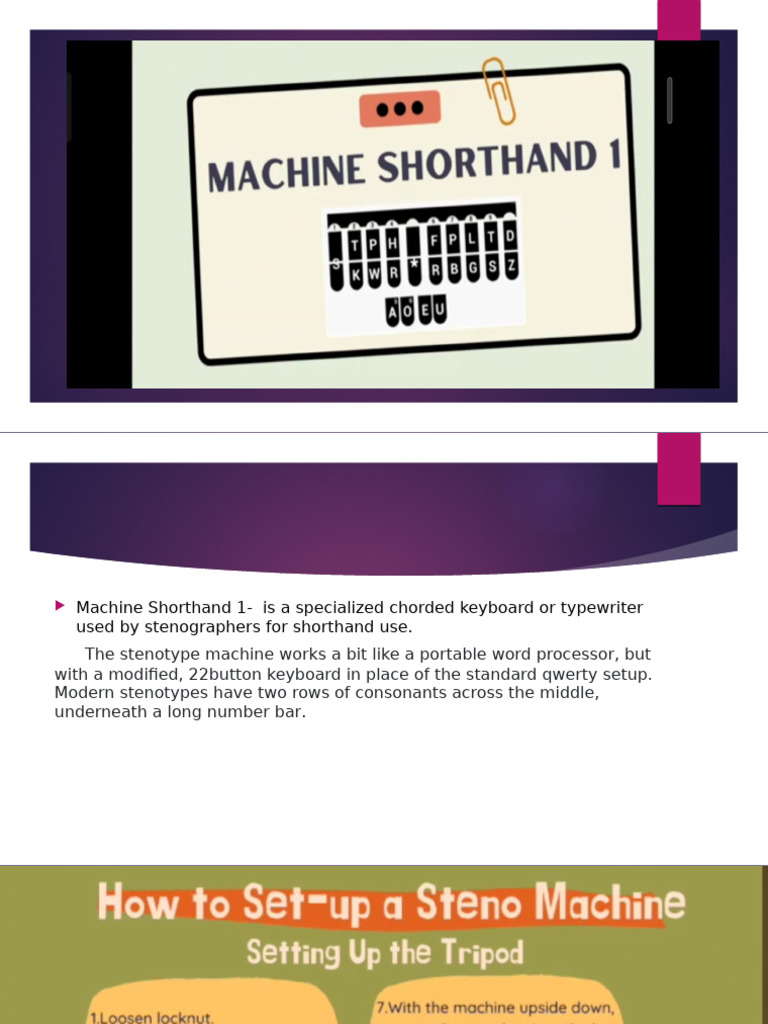 MACHINE - SHORTHAND - Lesson Presentation - 1 | PDF