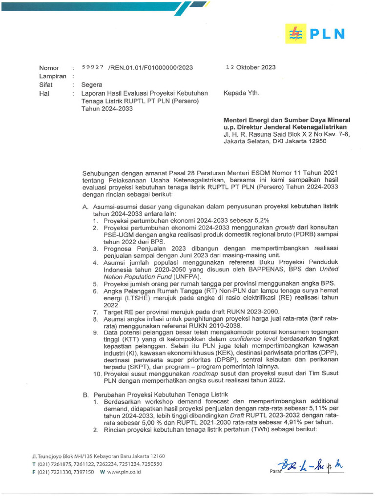 Laporan Hasil Evaluasi Proyeksi Kebutuhan Tenaga Listrik RUPTL PT PLN ...