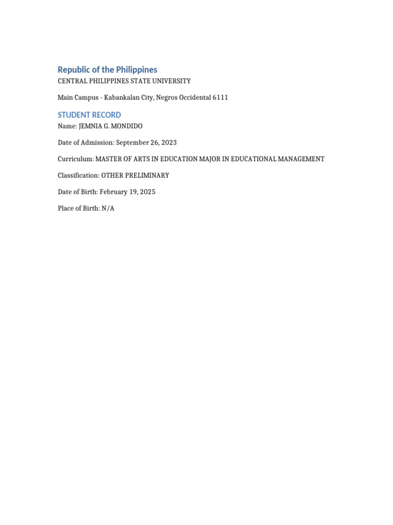 Student Record | PDF