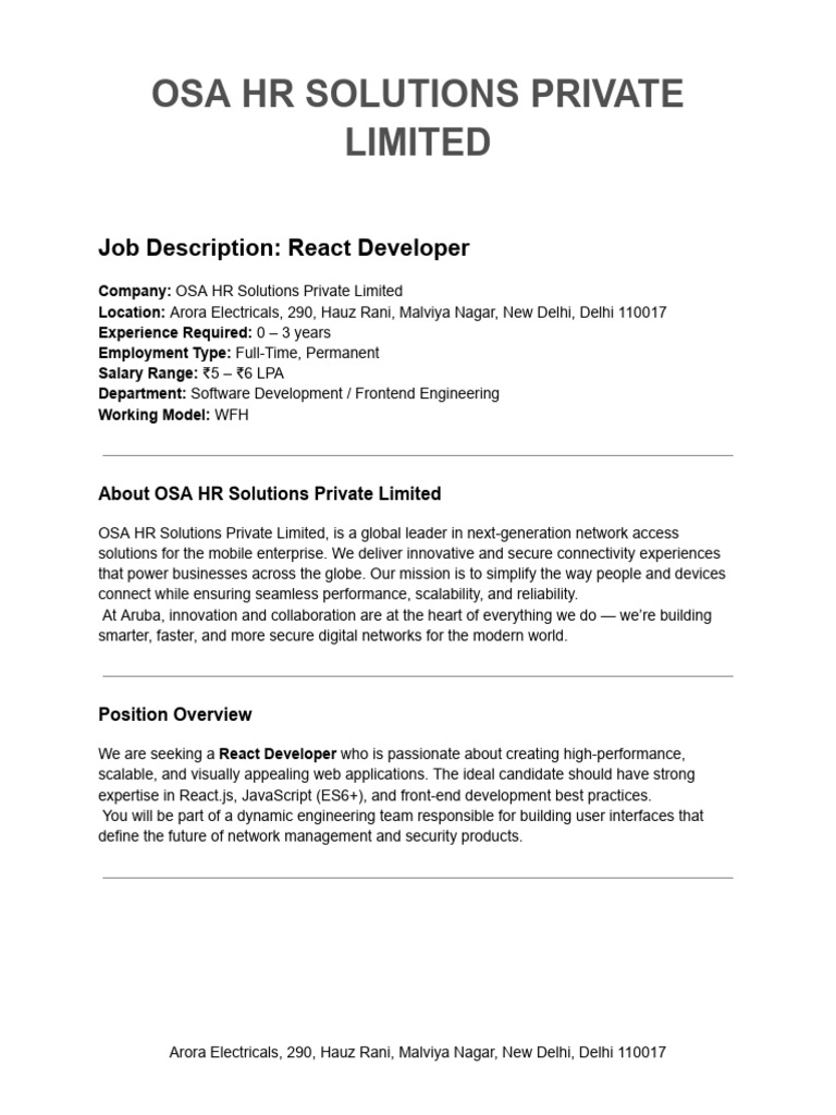Job Description Frontend Developergffg | PDF | Software | Computer Science