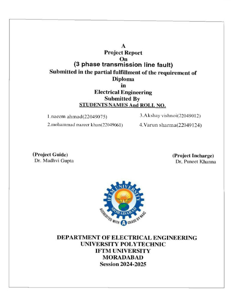 REPORT FILE (Transmission Line Fault) | PDF
