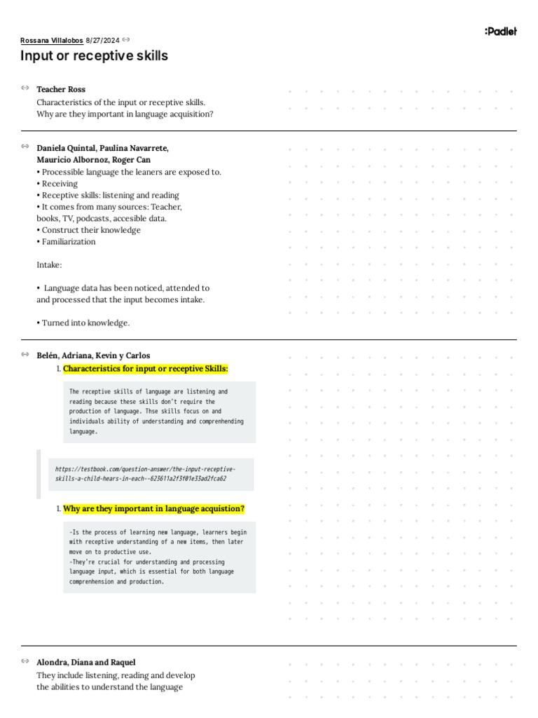 Input or Receptive Skills | PDF | Language Acquisition | Information