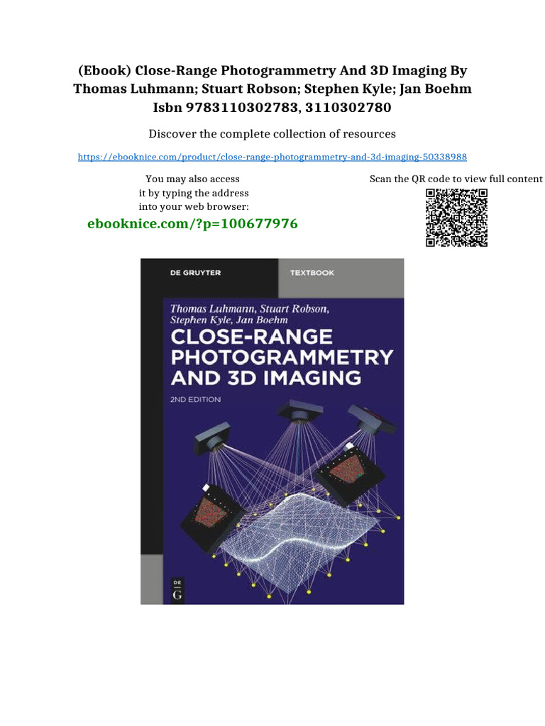 (Ebook) Close-Range Photogrammetry and 3D Imaging by Thomas Luhmann ...