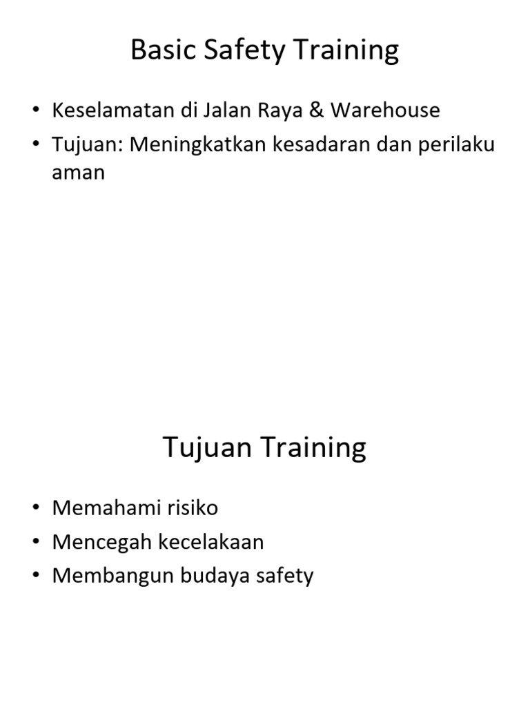 Basic Safety Training Road and Warehouse | PDF