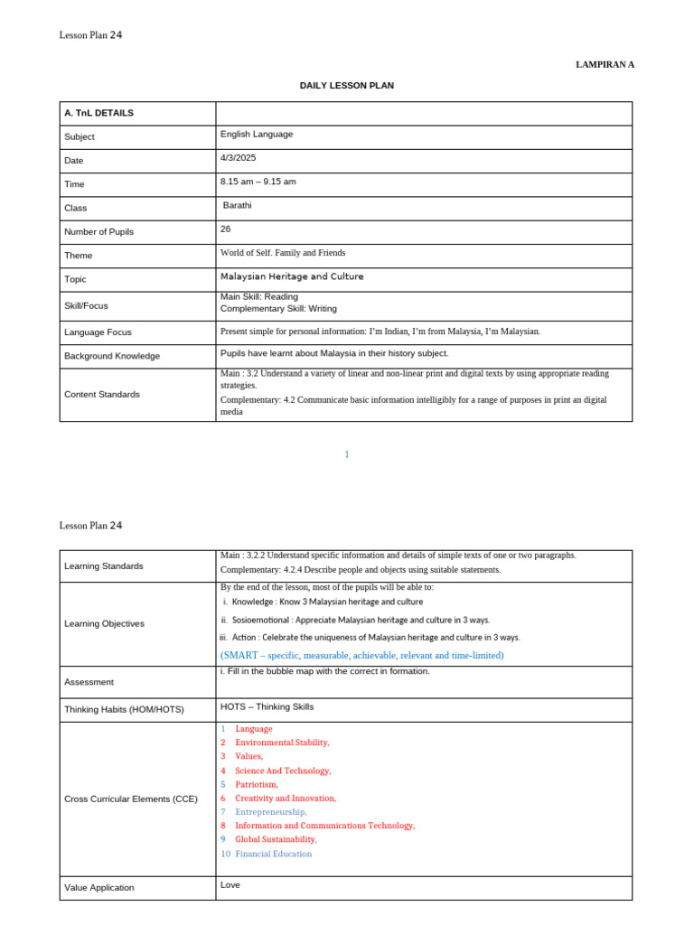 Lesson Plan Y4 | PDF | Lesson Plan | Human Communication